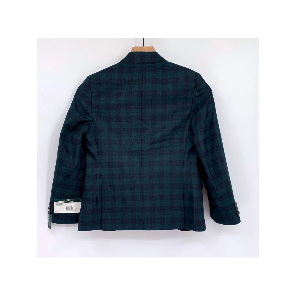 Ralph Lauren Blazer Jacket Boys 10R Green Blue Plaid Tuxedo Christmas NEW